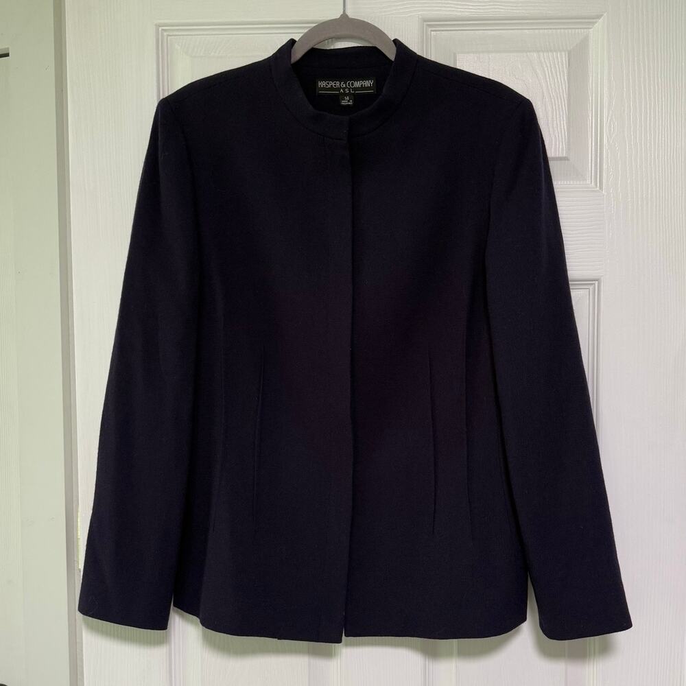 Kasper & Company ASL Women's Purple Wool Blend Blazer Jacket Size 14